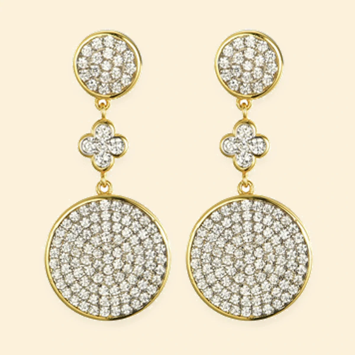 Gold Plated Sterling Silver CZ Set Stud Drop Earrings – AES243