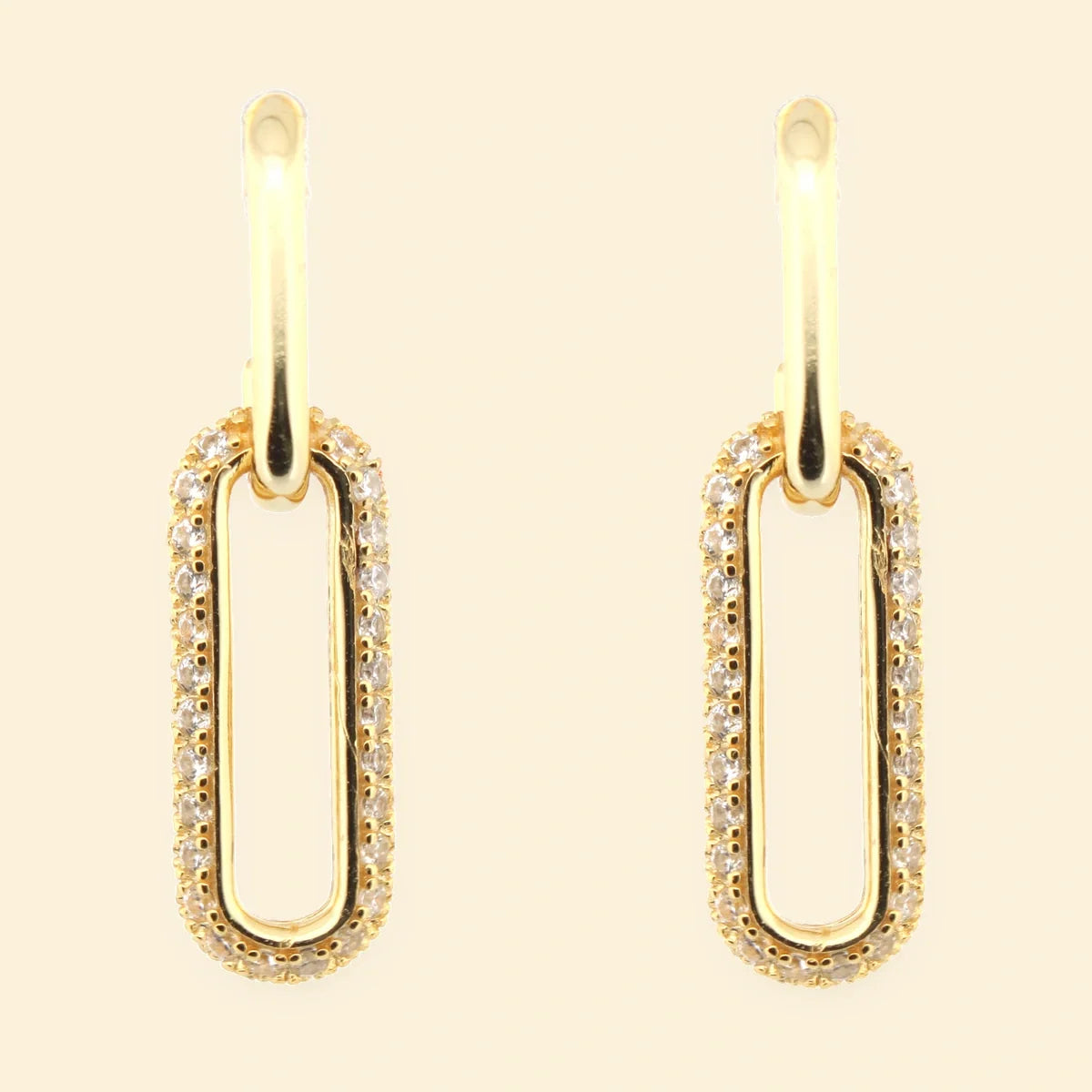 Gold Plated Sterling Silver CZ Set Stud Drop Earrings – AES250