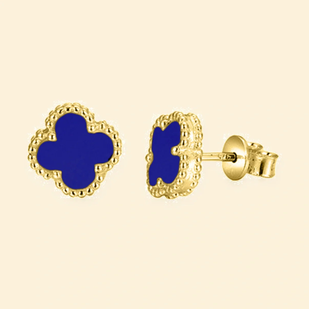 Gold Plated Sterling Silver Blue Agate Clover Stud Earrings – AES252-GP