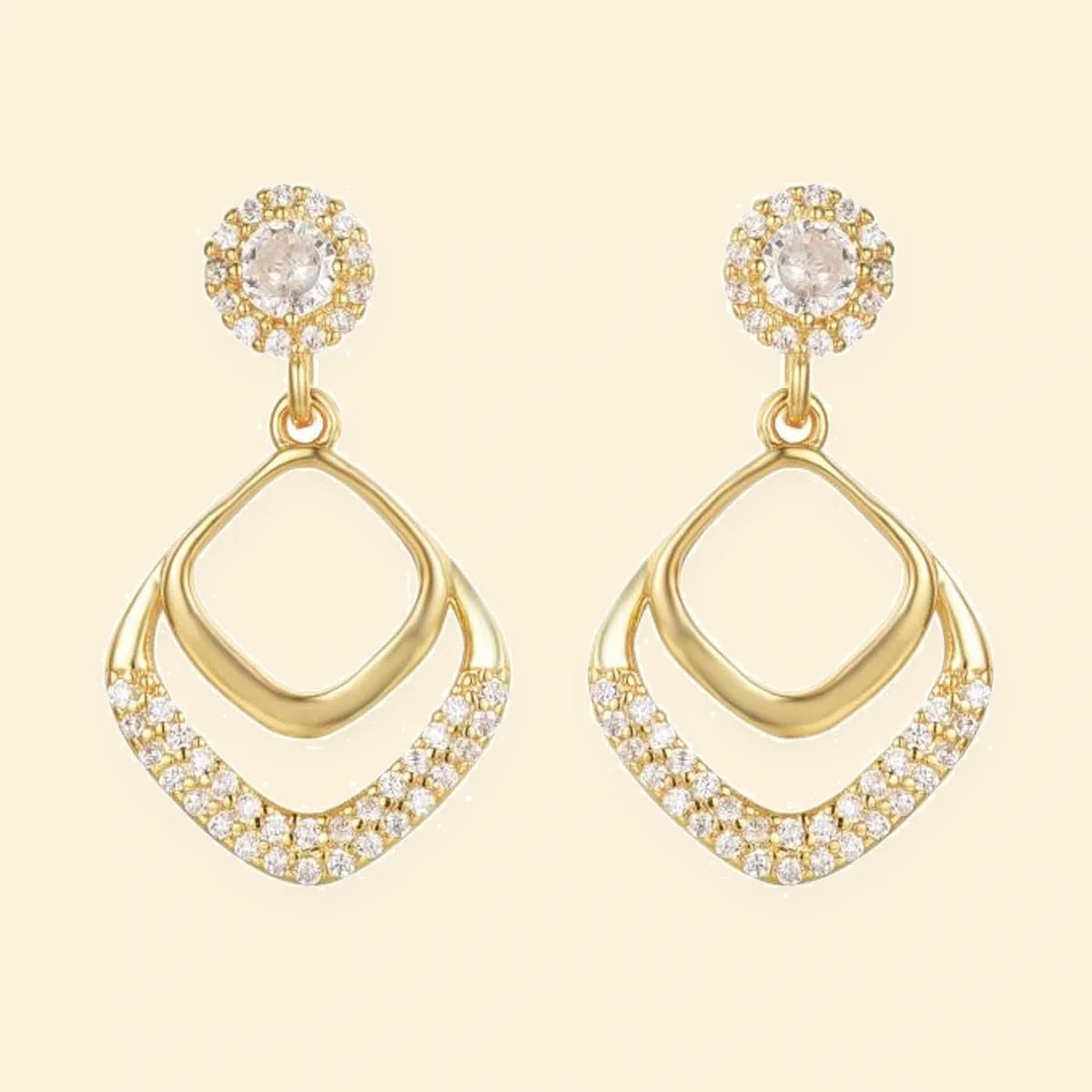 Gold Plated Sterling Silver CZ Drop Hoops – AES271-GP