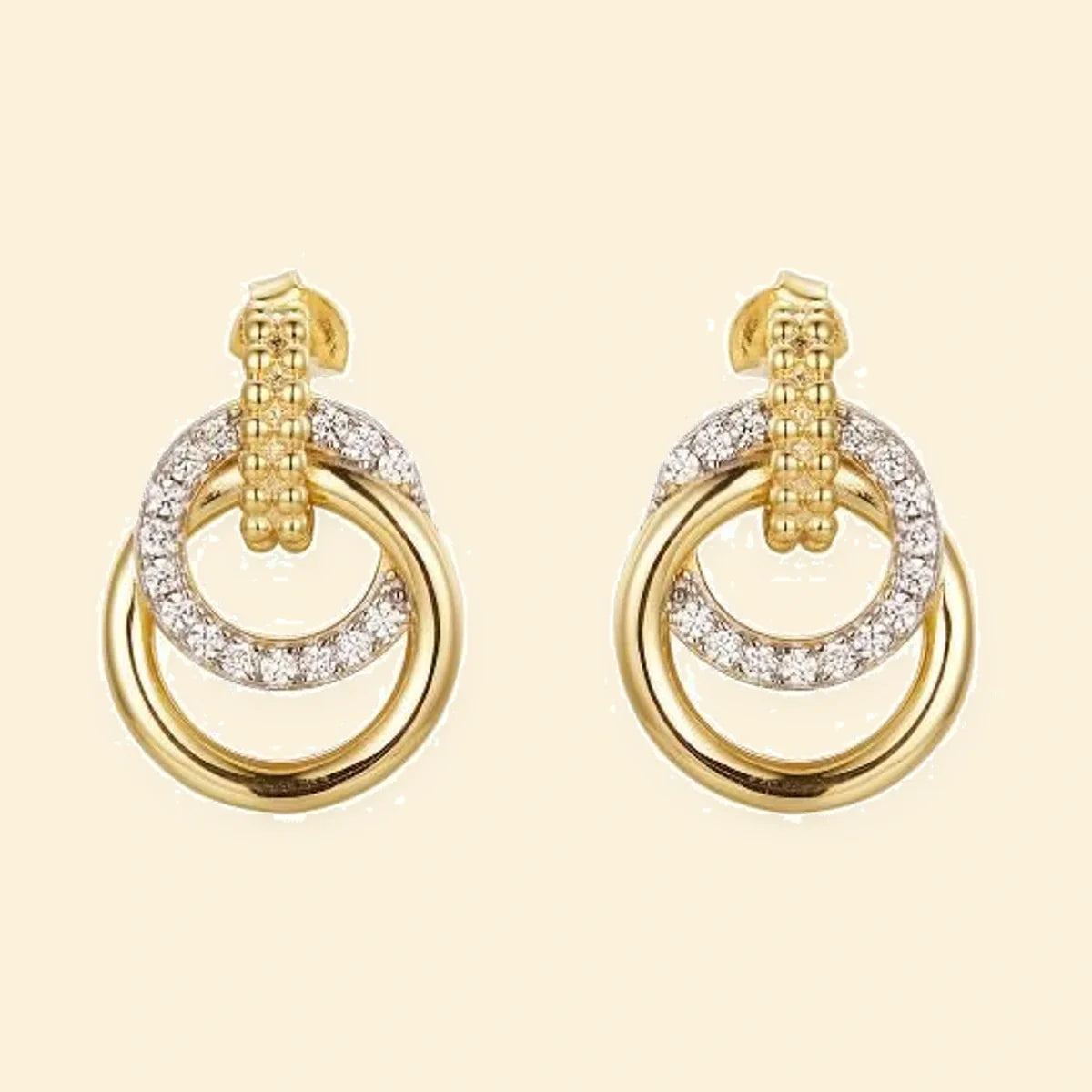 Gold Plated Sterling Silver CZ Ring Hoops – AES274-GP