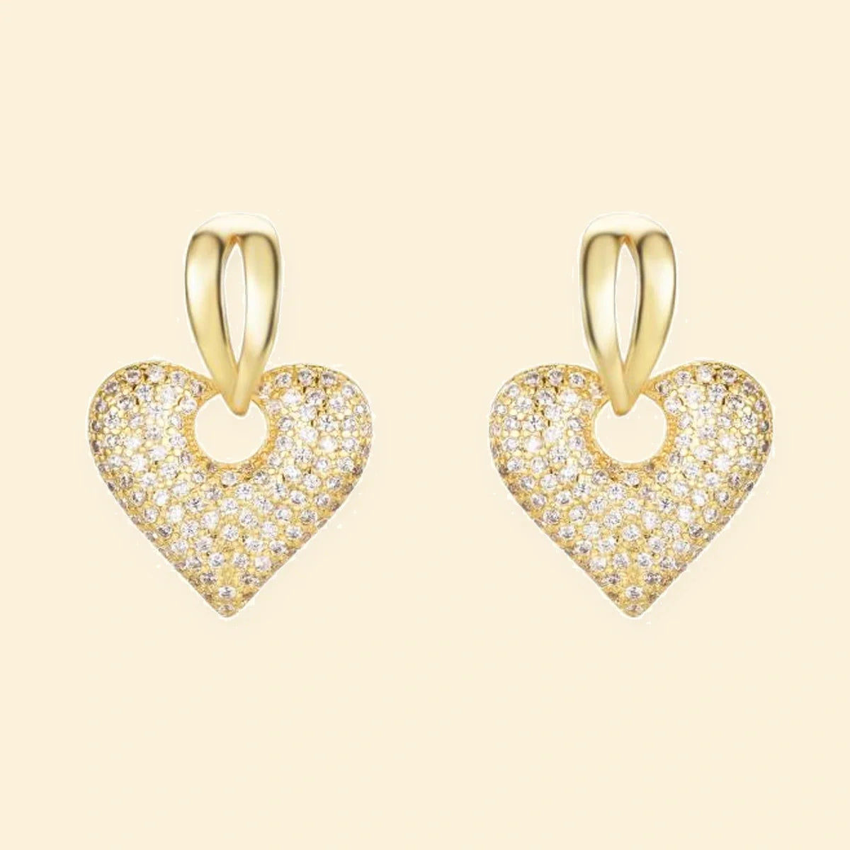Gold Plated Sterling Silver CZ Heart Drops – AES277-GP