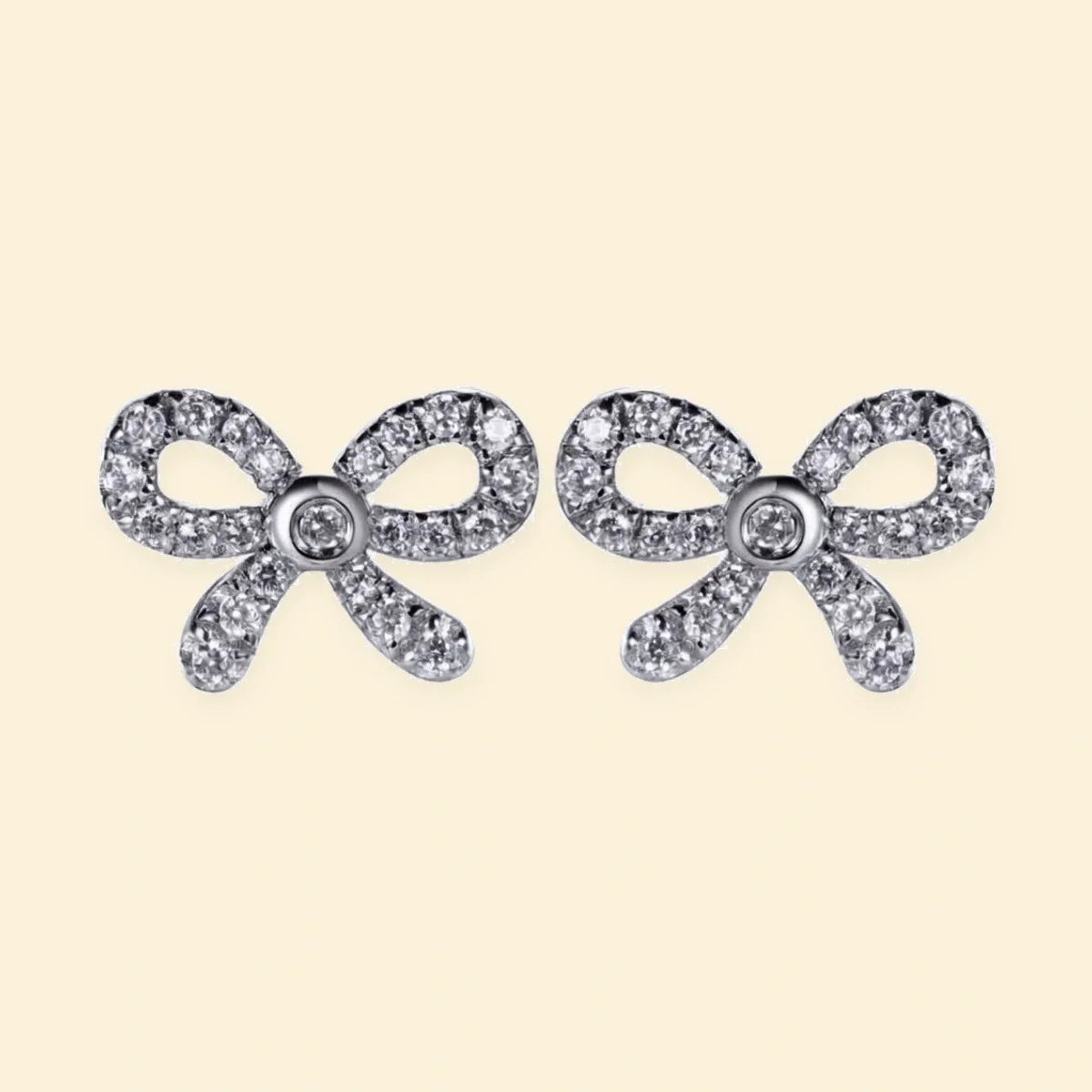 Gold Plated Sterling Silver CZ Bow Stud Earrings – AES289-GP