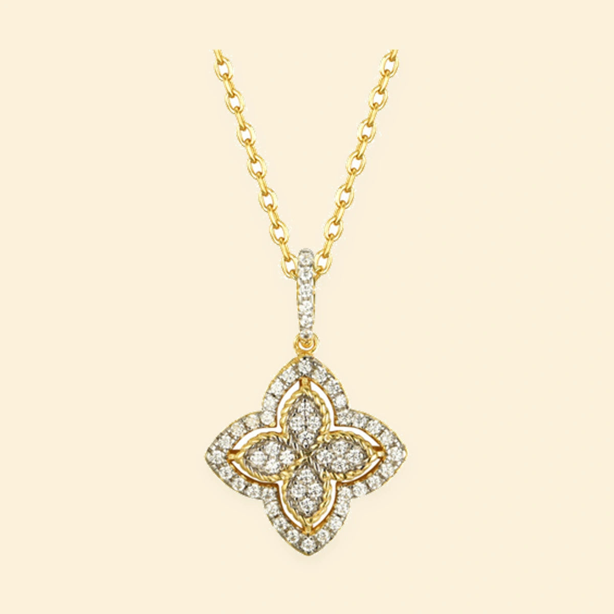 Gold Plated Sterling Silver CZ Set Clover Pendant – ANC075