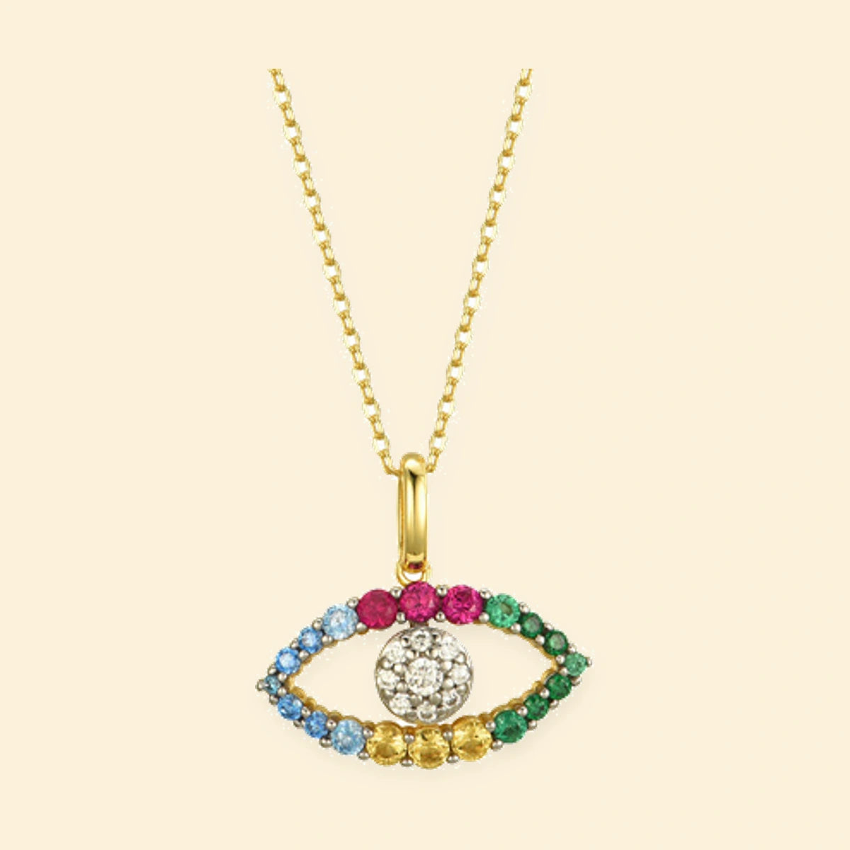 Gold Plated Sterling Silver CZ Set Evil Eye Necklace – ANC083