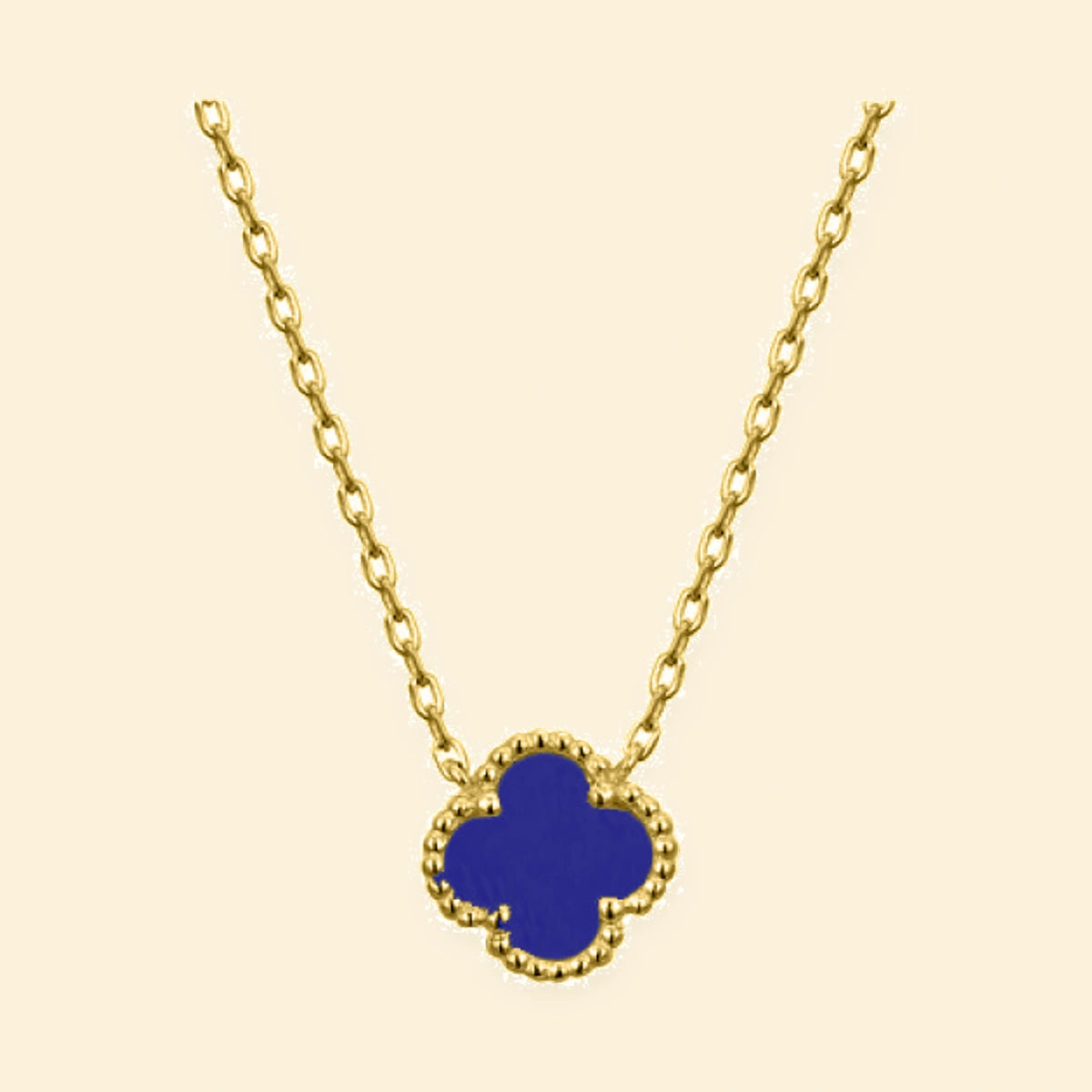 Gold Plated Sterling Silver Blue Agate Clover Necklace – ANC096-GP
