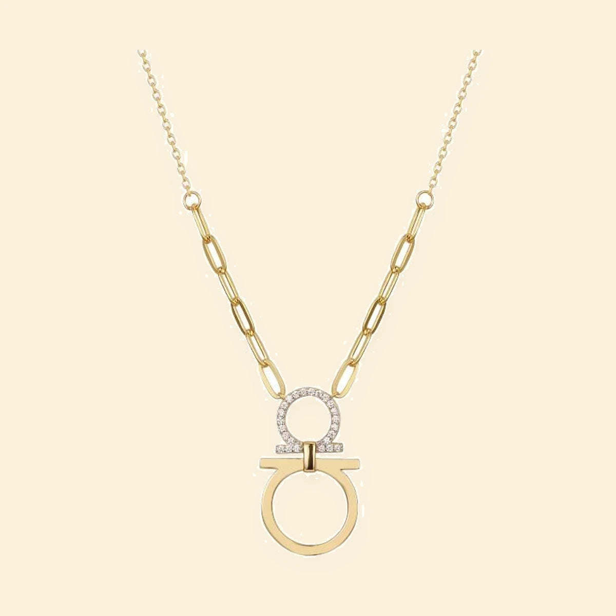 Gold Plated Sterling Silver CZ Equestrian Necklace – ANC106-GP
