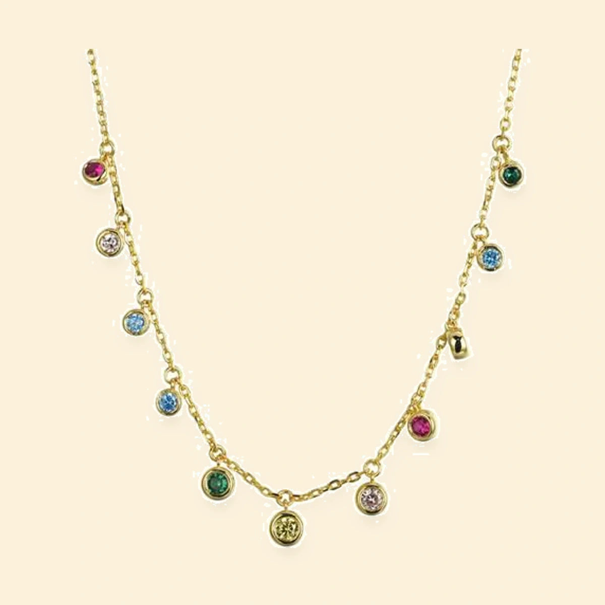 Gold Plated Sterling Silver Multi CZ Necklace – ANC107-GP