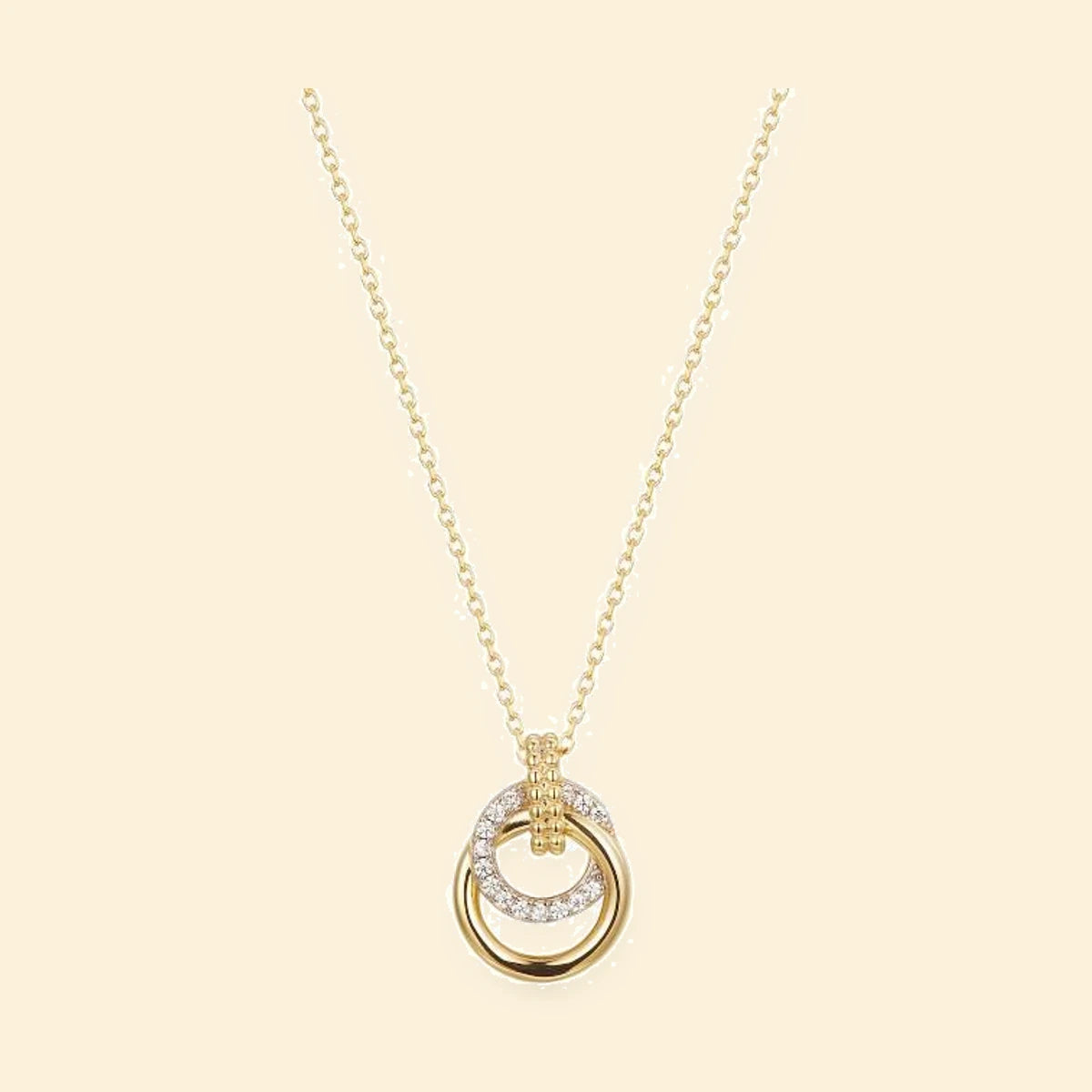 Gold Plated Sterling Silver CZ Circle Necklace – ANC108-GP