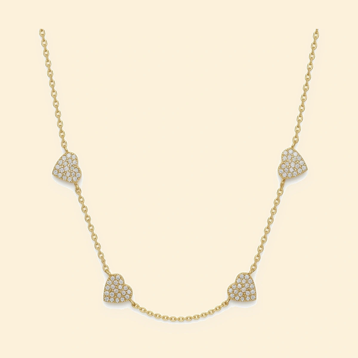 Gold Plated Sterling Silver CZ Heart Necklace – ANC109-GP