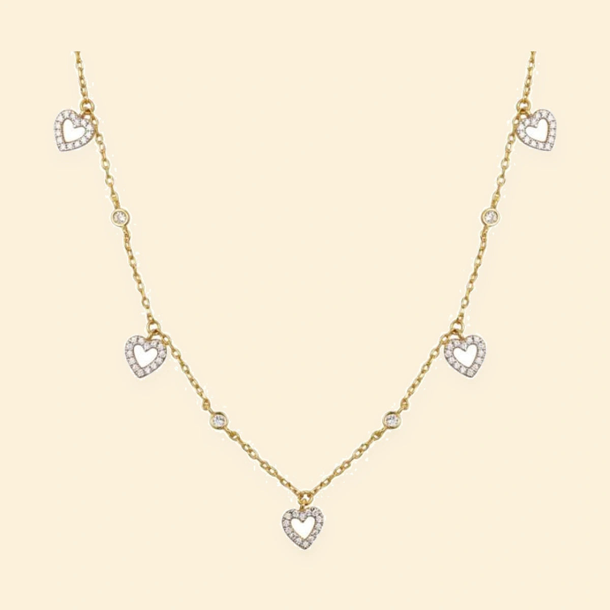 Gold Plated Sterling Silver CZ Heart Necklace – ANC111-GP