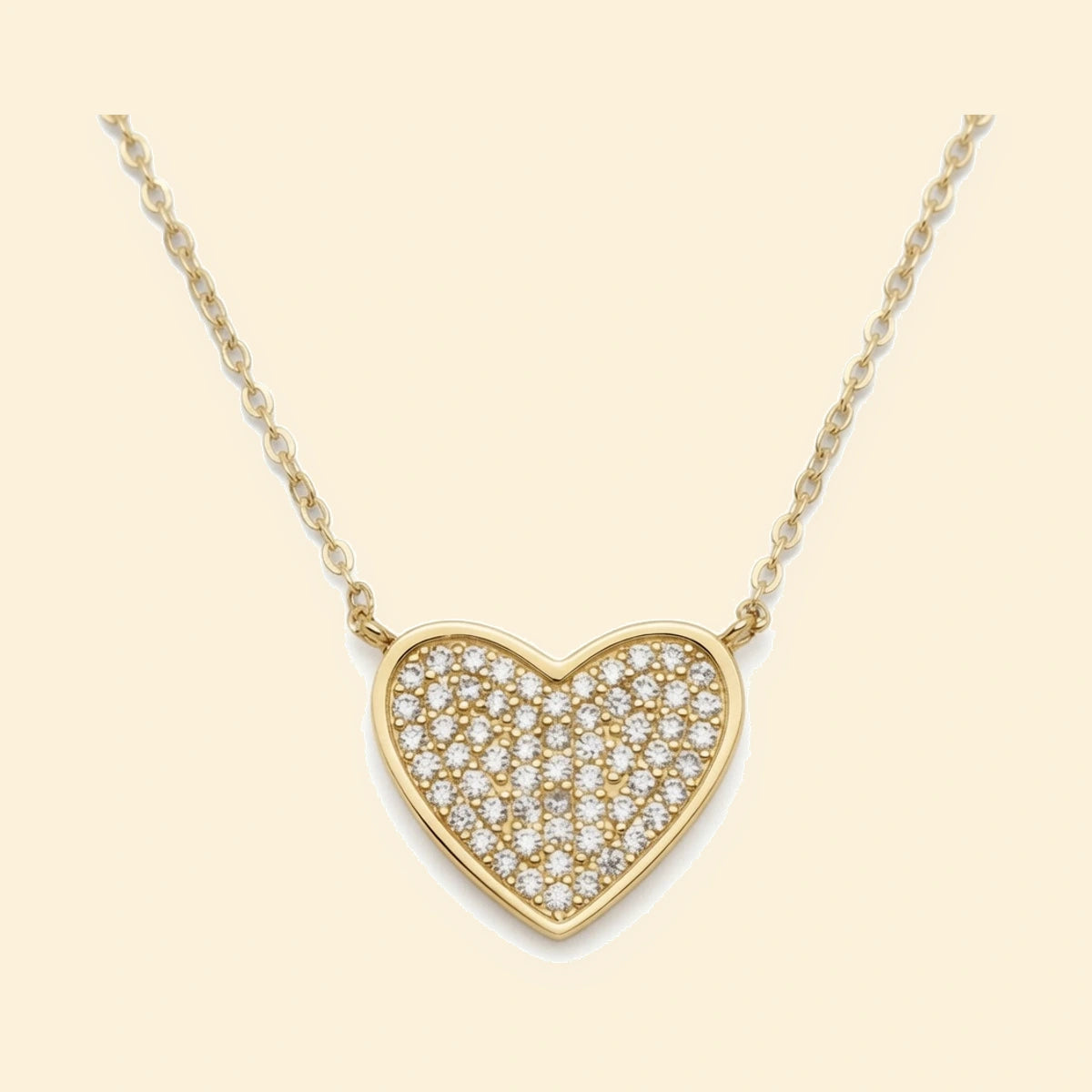 Gold Plated Sterling Silver CZ Pave Heart Necklace – ANC127-GP