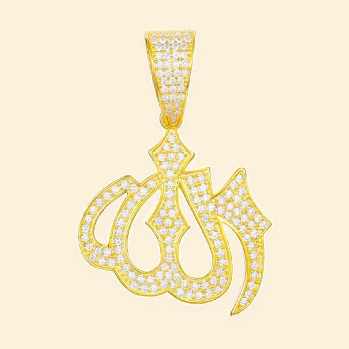 Gold Plated Sterling Silver CZ Set Allah Pendant – APD239-GP
