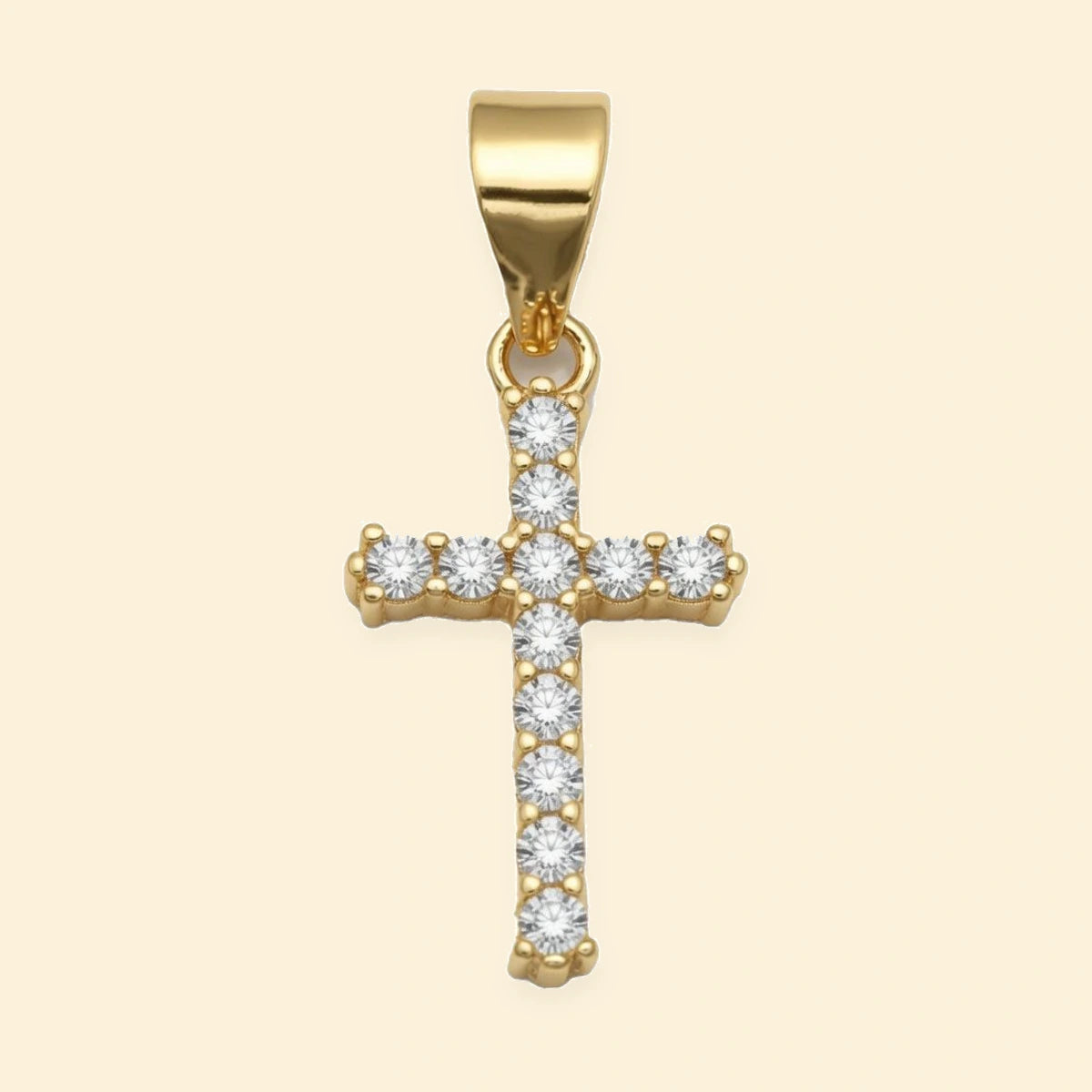 Gold Plated Sterling Silver CZ Cross Pendant – APX065-GP