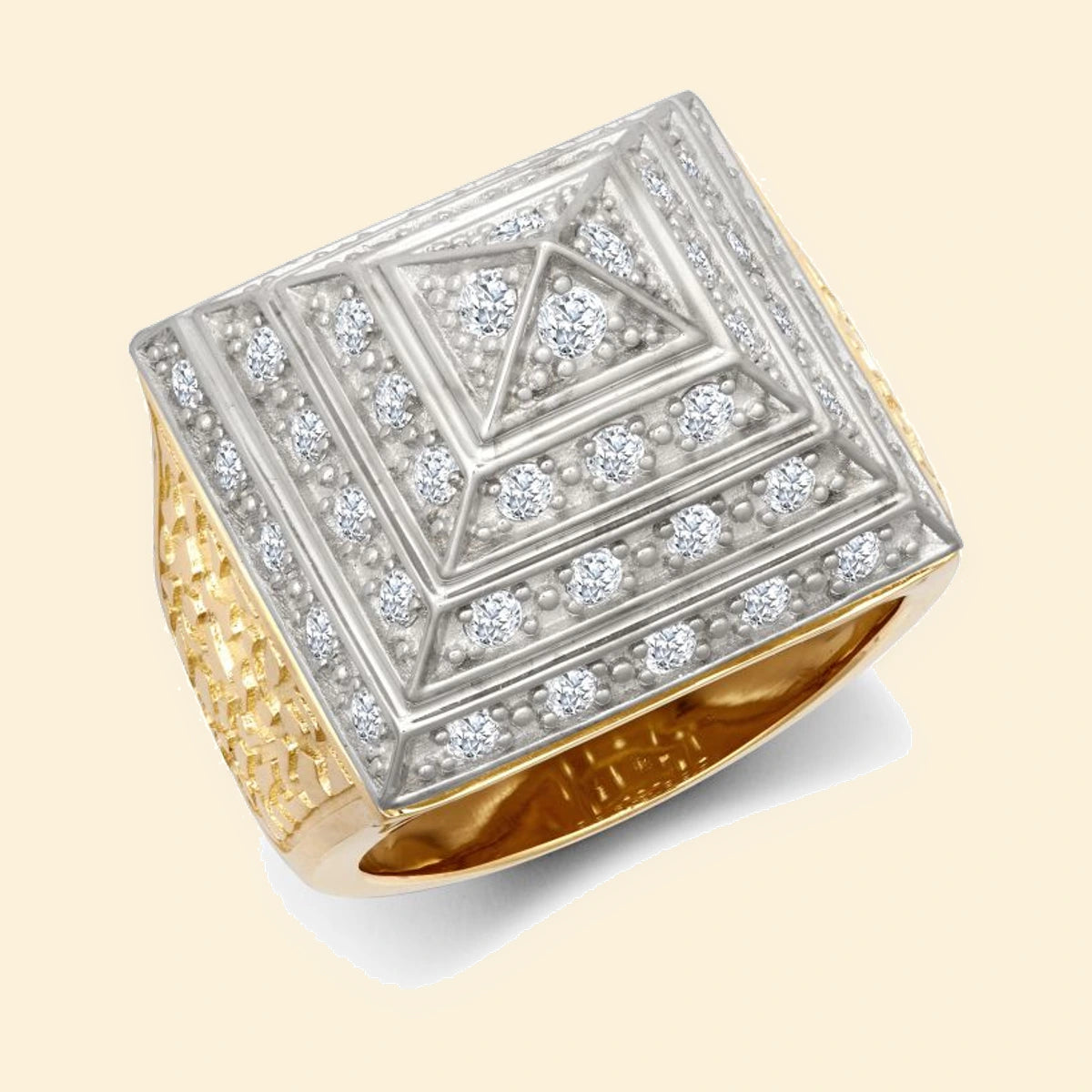 Gold Plated Sterling Silver CZ Set Pyramid Ring – ARN131C-GP