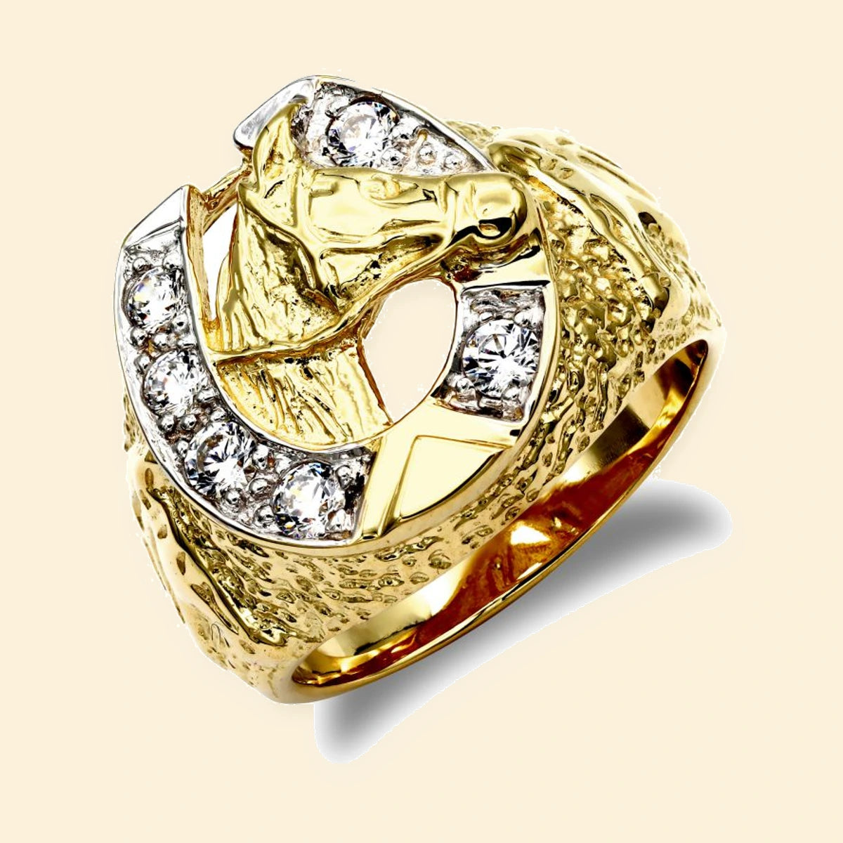 Gold Plated Sterling Silver Horseshoe Ring – ARN169-GP