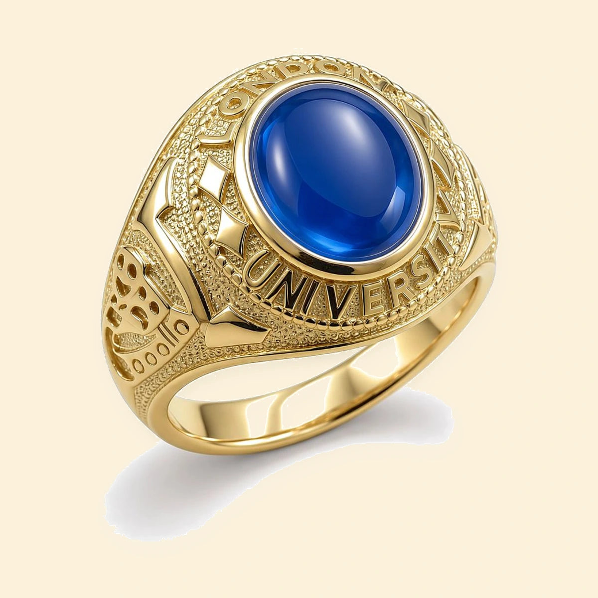 Gold Plated Sterling Silver Blue Stone College Ring – ARN171-GP