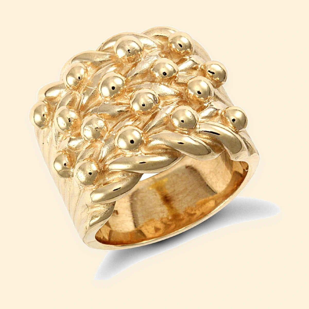 Gold Plated Sterling Silver 4 Row Keeper Ring With Roped Edges – ARN205-GP