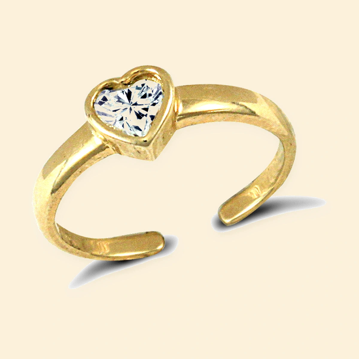 Gold Plated Sterling Silver CZ Set Heart Toe Ring – ATR021-GP