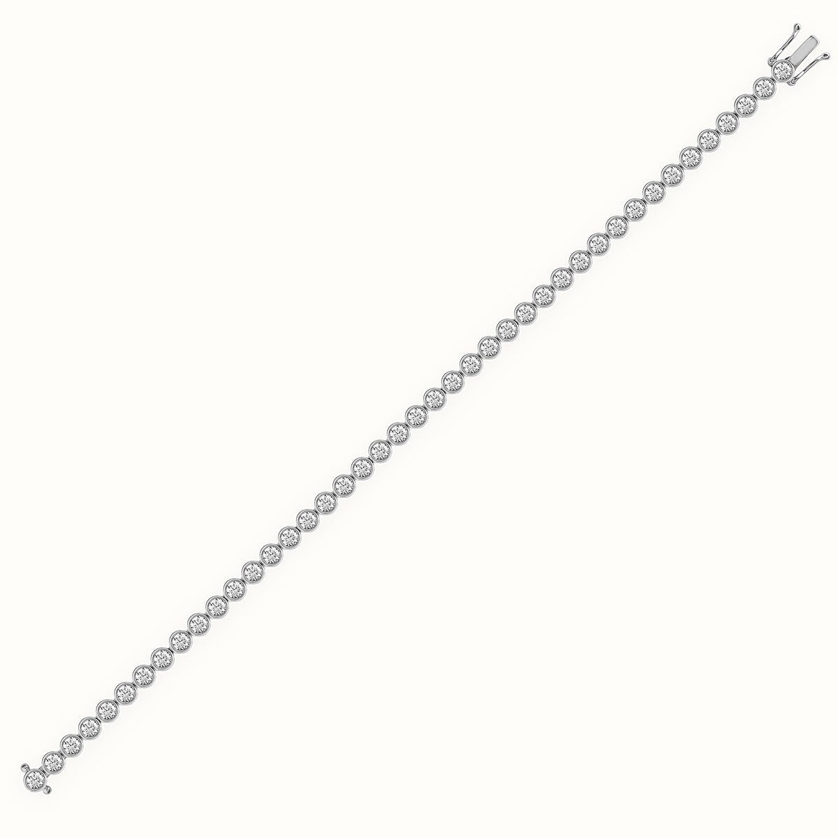 18ct Gold Rub-over Natural Diamond Line Bracelet