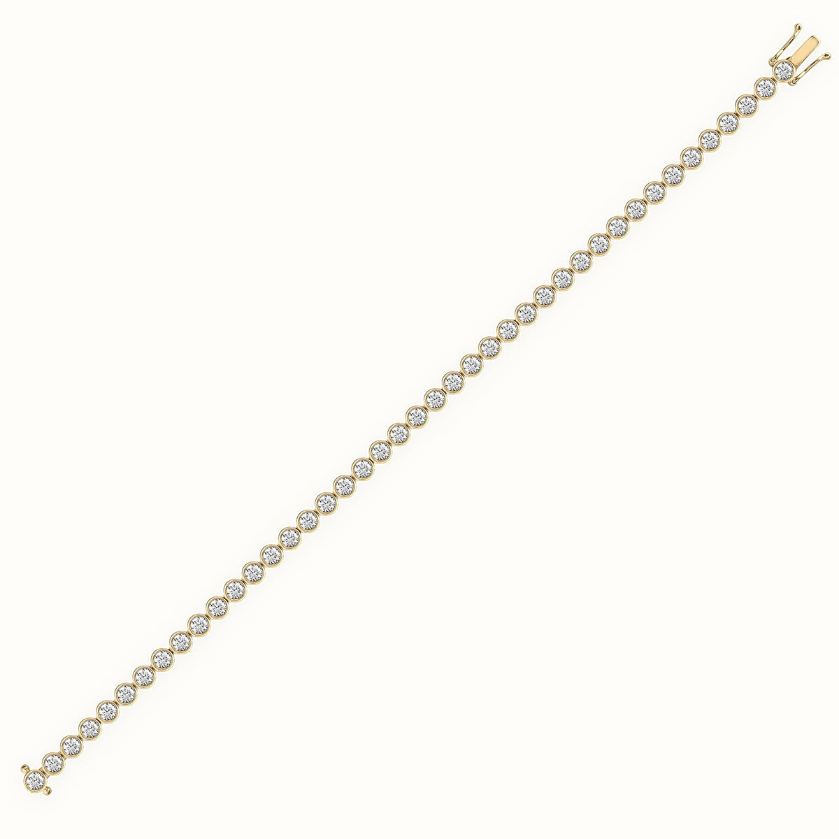 18ct Gold Rub-over Natural Diamond Line Bracelet
