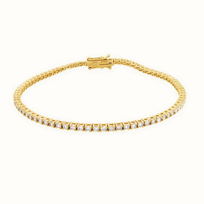 9ct Gold Claw Set Lab-Grown Diamond Line Bracelet