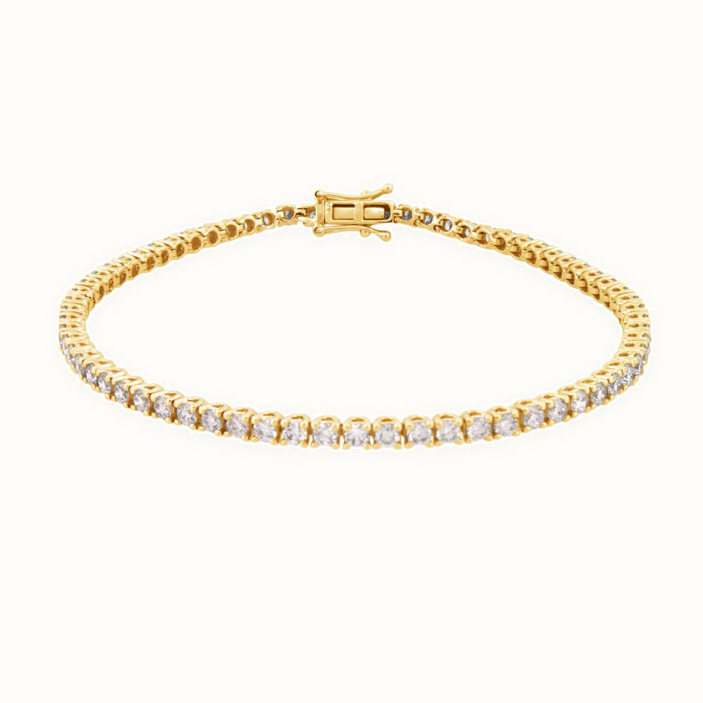 9ct Gold Claw Set Natural Diamond Line Bracelet