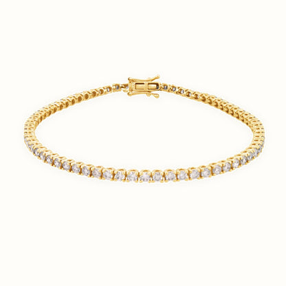 9ct Gold Claw Set Natural Diamond Line Bracelet