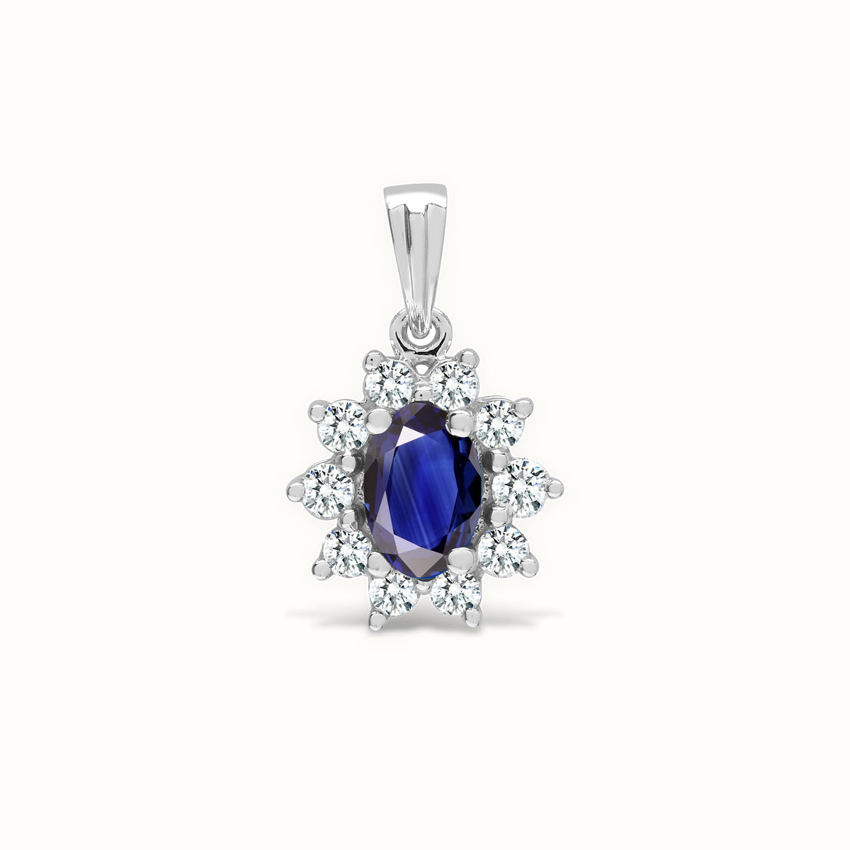 18ct White Gold Natural Diamond And Sapphire Pendant