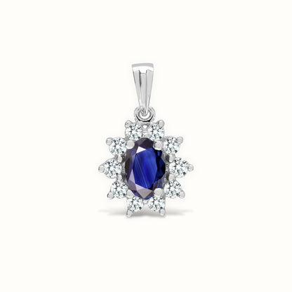 18ct White Gold Natural Diamond And Sapphire Pendant