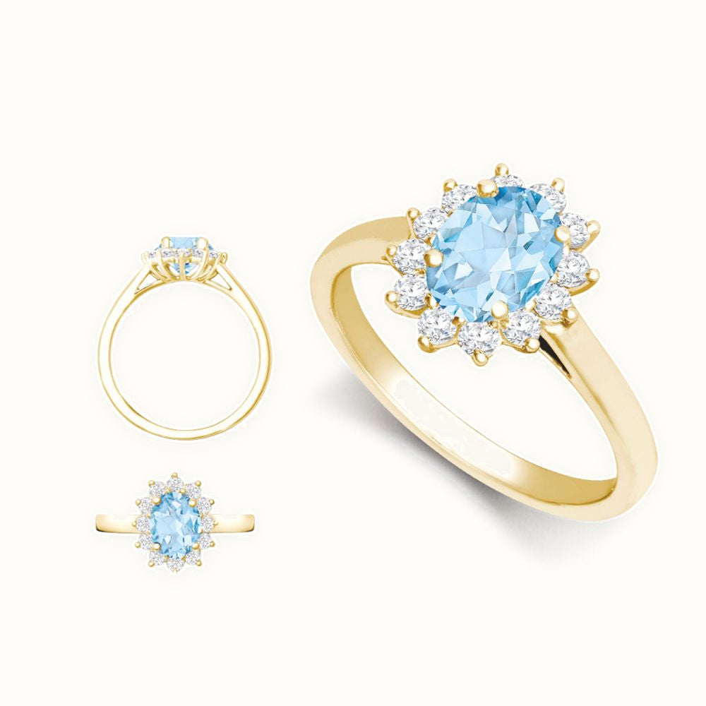 18ct Gold Natural Diamond Claw-set Cluster Halo Oval Ring Mount — Delan Jewellers