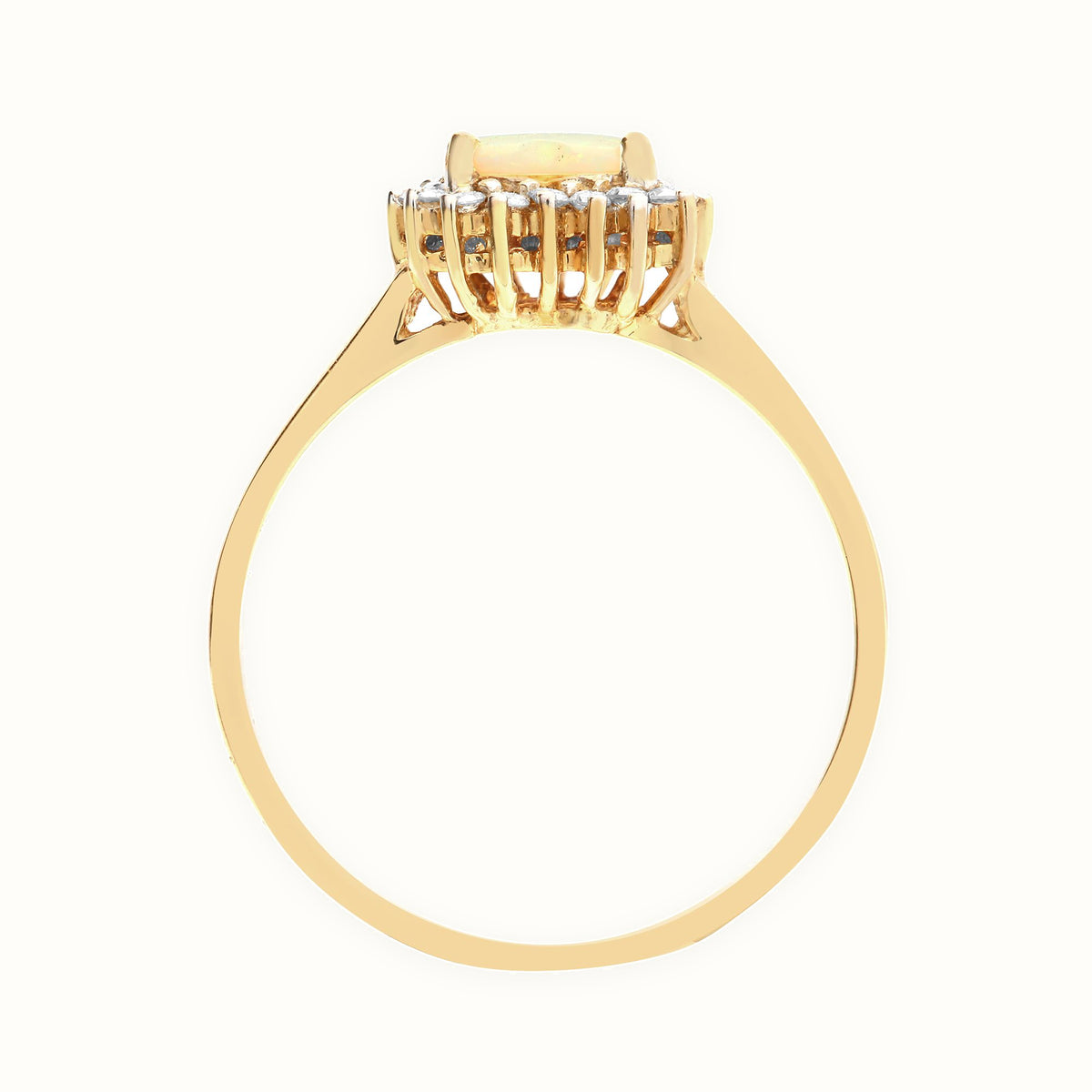 18ct Yellow Gold Natural Diamond And Opal Heart Shaped Ring
