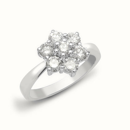 18ct White 7 Stone Cluster Natural Diamond Ring