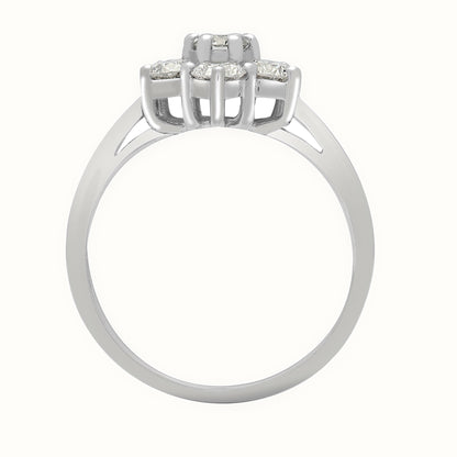 18ct White 7 Stone Cluster Natural Diamond Ring
