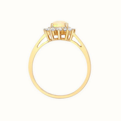 18ct Yellow Gold Natural Diamond And Opal Ring