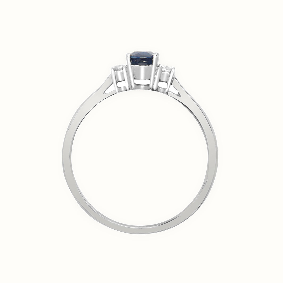 18ct White Gold Natural Diamond And Sapphire 3 Stone Ring