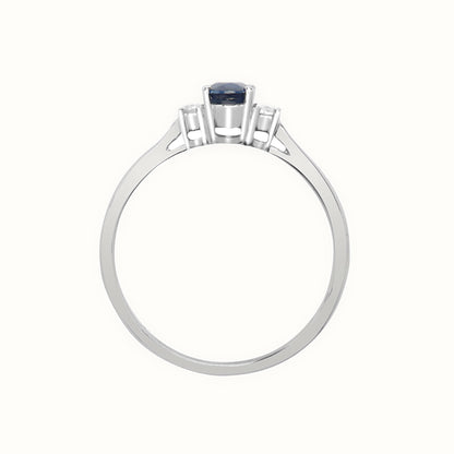 18ct White Gold Natural Diamond And Sapphire 3 Stone Ring