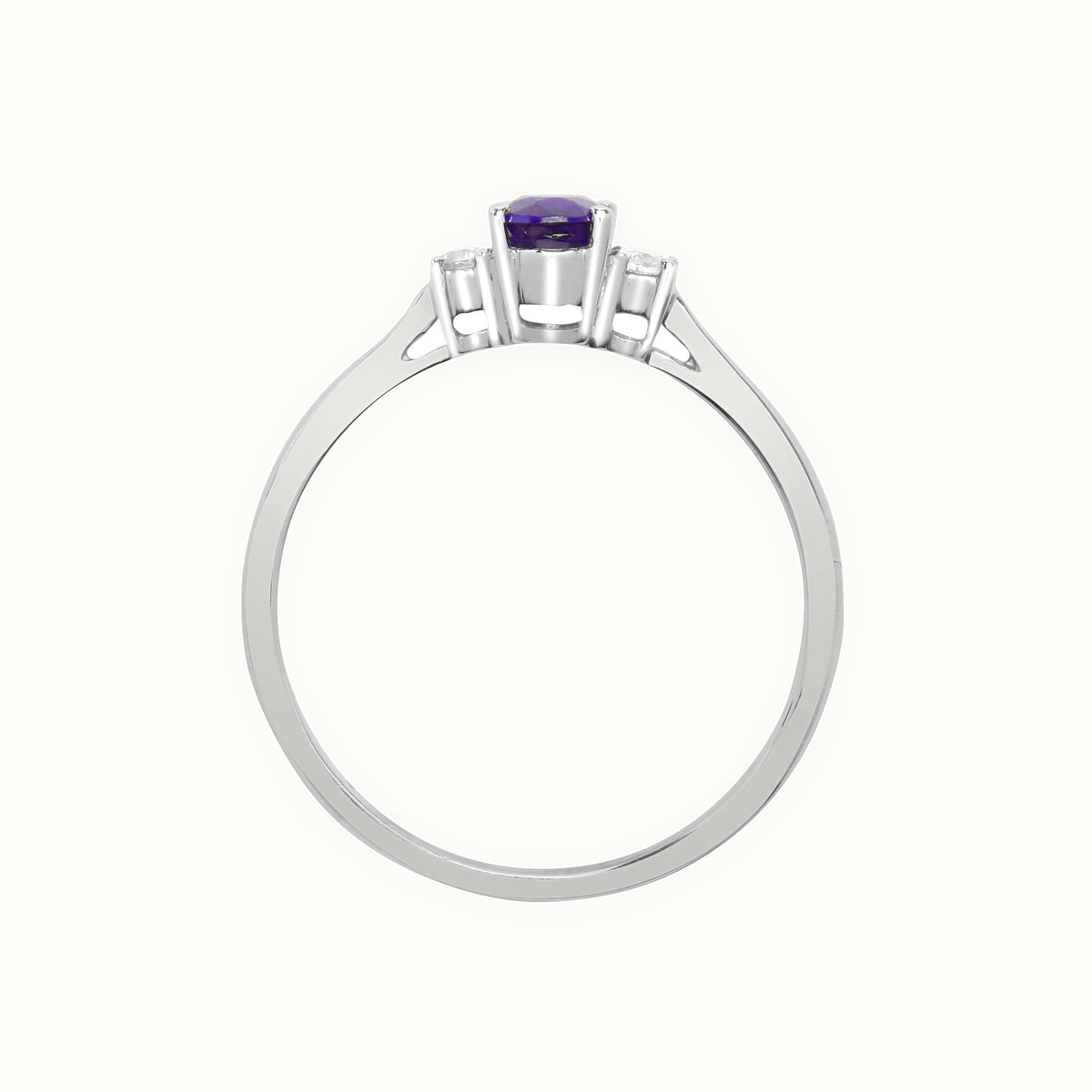 18ct White Gold Natural Diamond And Tanzanite And 3 Stone Ring