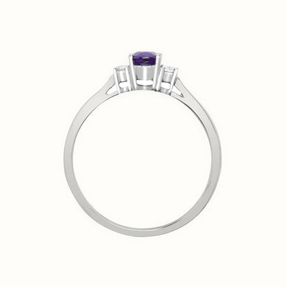 18ct White Gold Natural Diamond And Tanzanite And 3 Stone Ring