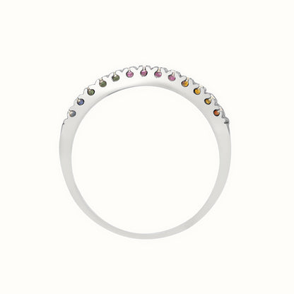 18ct White Gold Natural Diamond And Multi Coloured Sapphires Ring