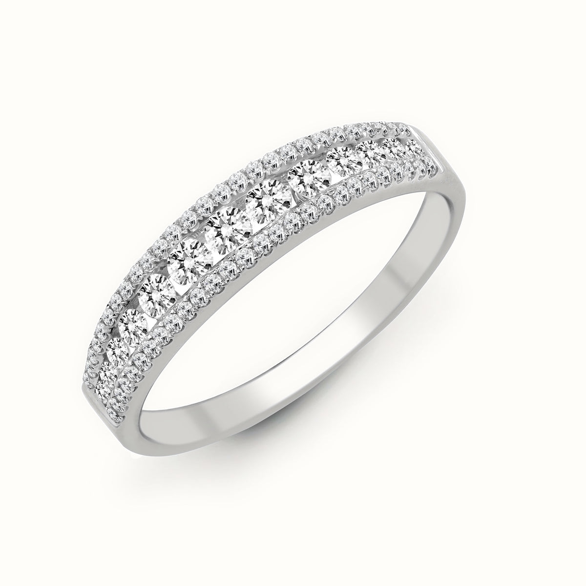 18ct White 0.47ct Natural Diamond 3 Row ? ET Ring