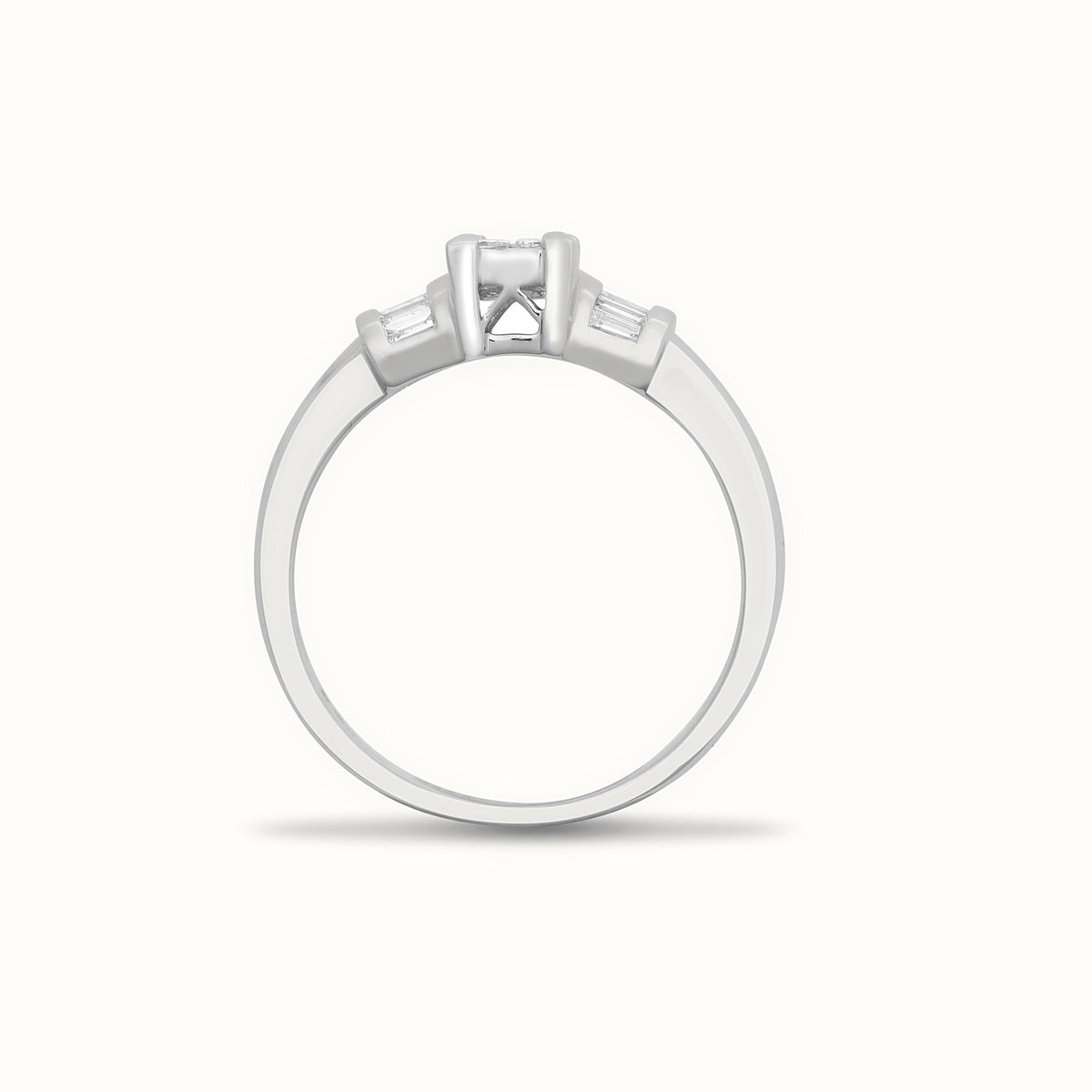 18ct White 0.58ct Natural Diamond Princess Cut & Baguette Ring