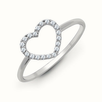 18ct White 0.14ct Natural Diamond Heart Ring