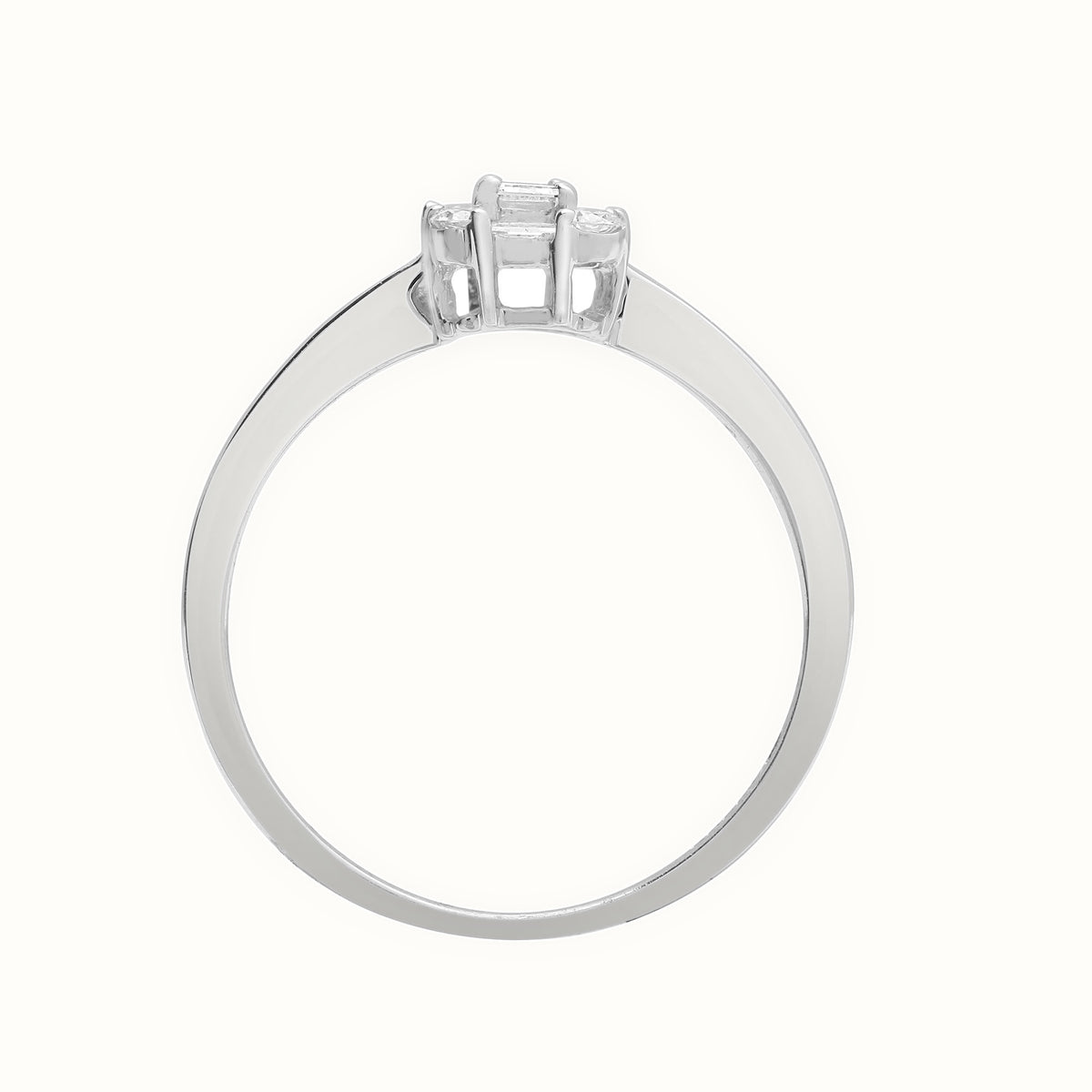 18ct White Gold 0.57ct Natural Diamond RBC & Baguette Ring