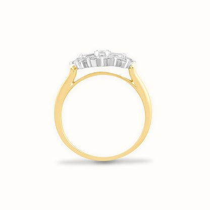 18ct Yellow White Natural Diamond Boat Ring