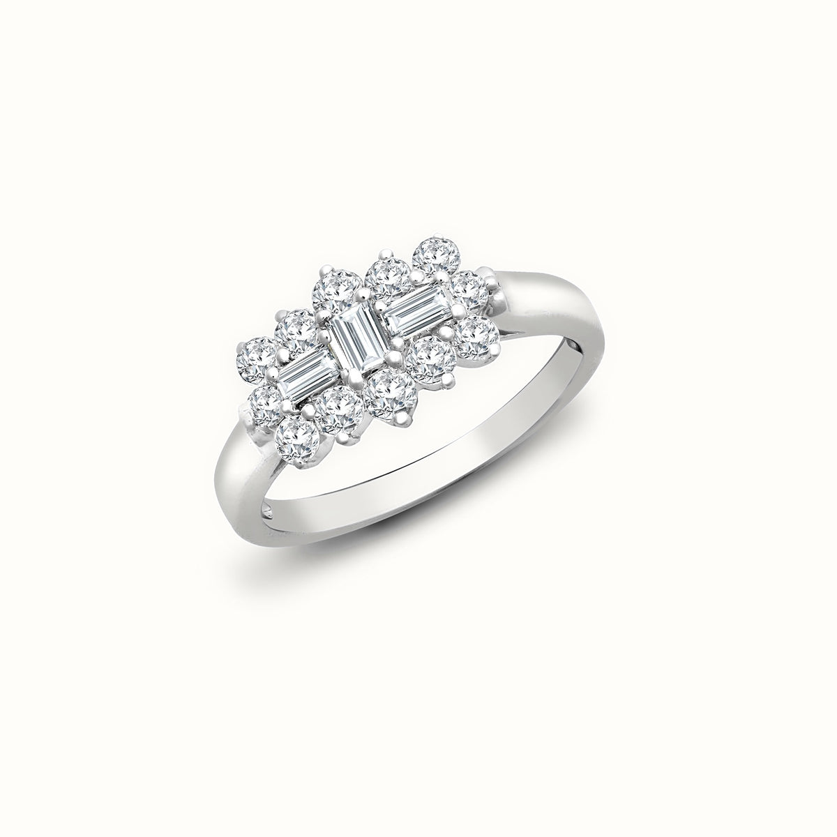 18ct White Natural Diamond Boat Ring