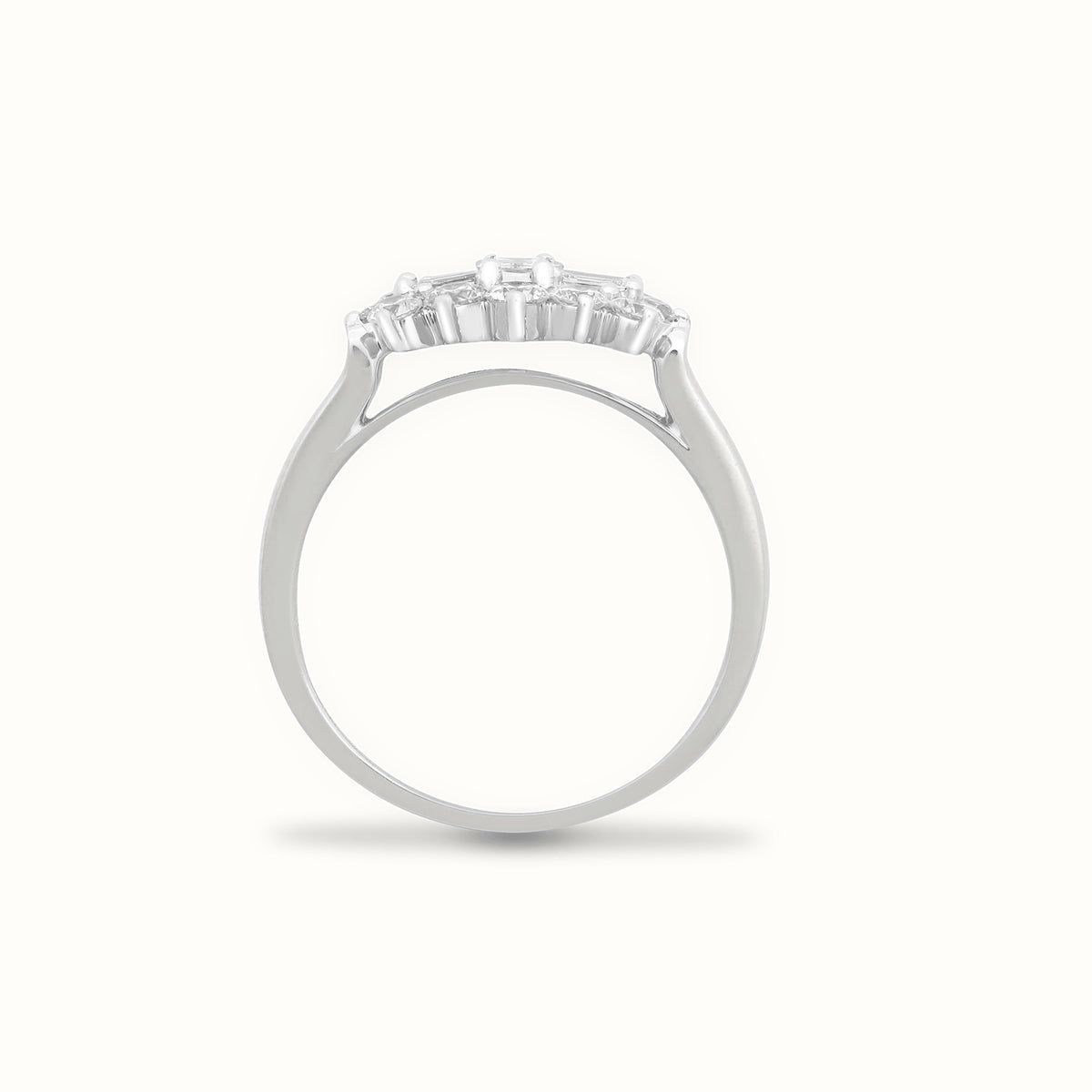 18ct White Natural Diamond Boat Ring