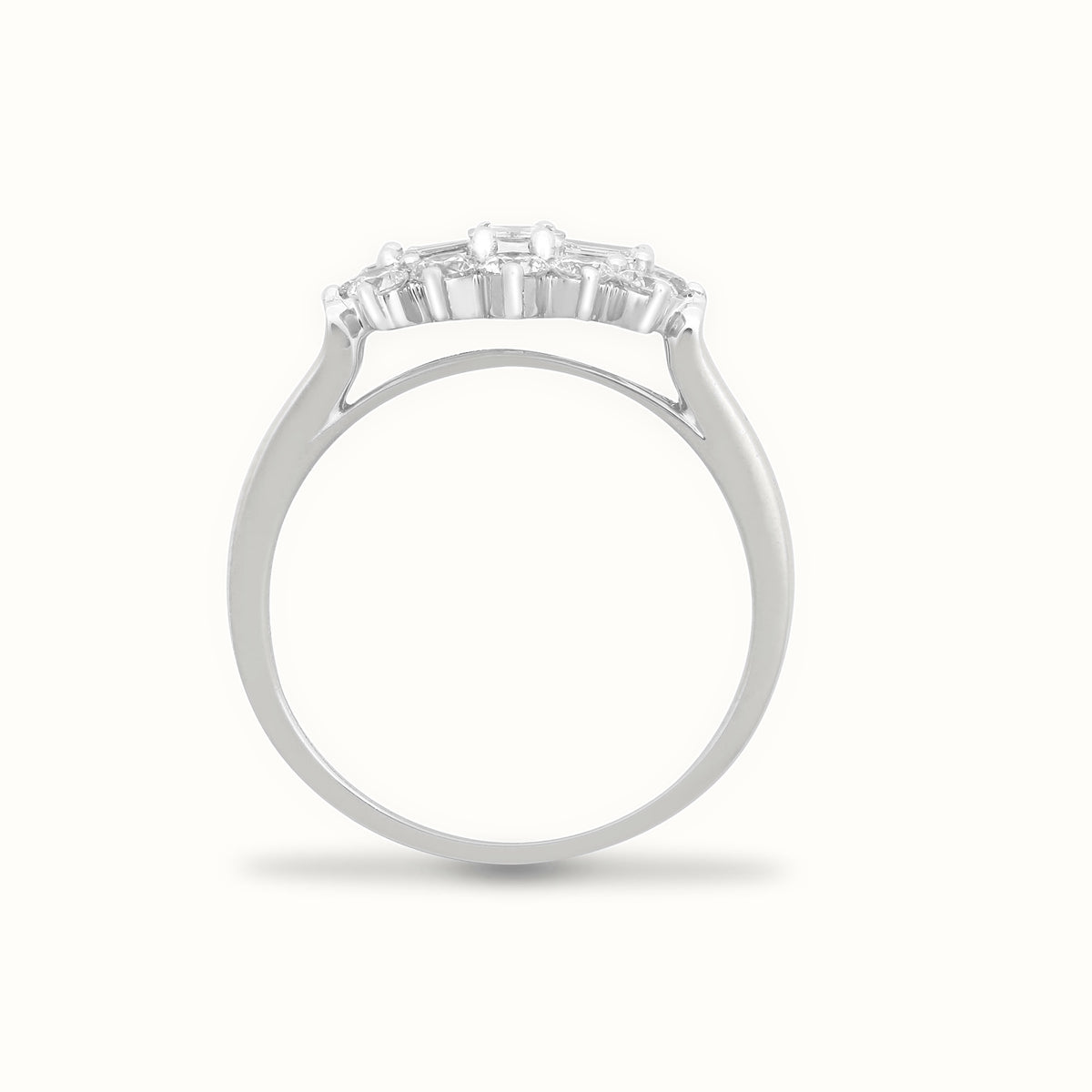 18ct White Natural Diamond Boat Ring