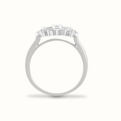 18ct White Natural Diamond Boat Ring