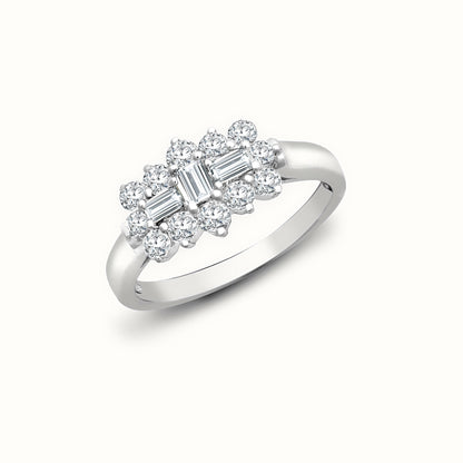 18ct White Natural Diamond Boat Ring